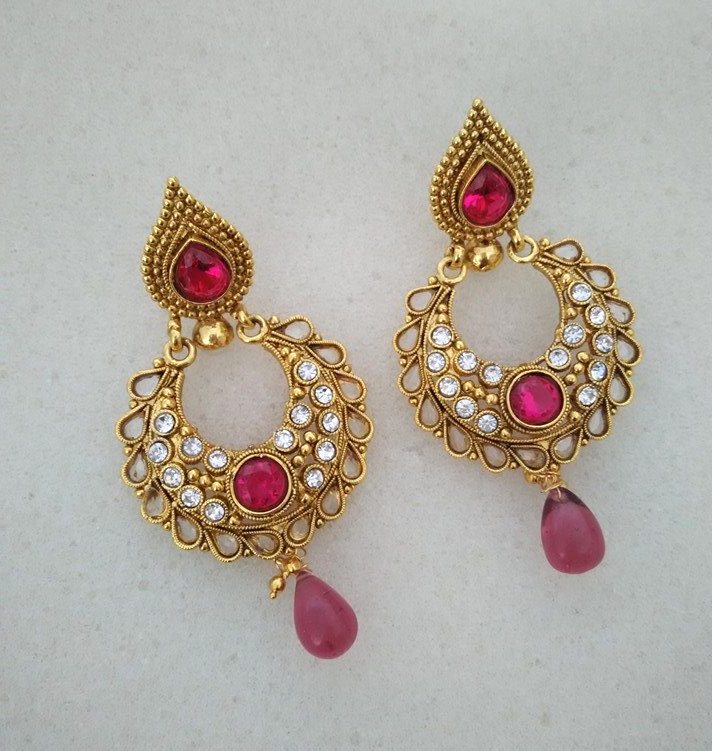 Hot Pink Polki Earrings – Dazzle Up