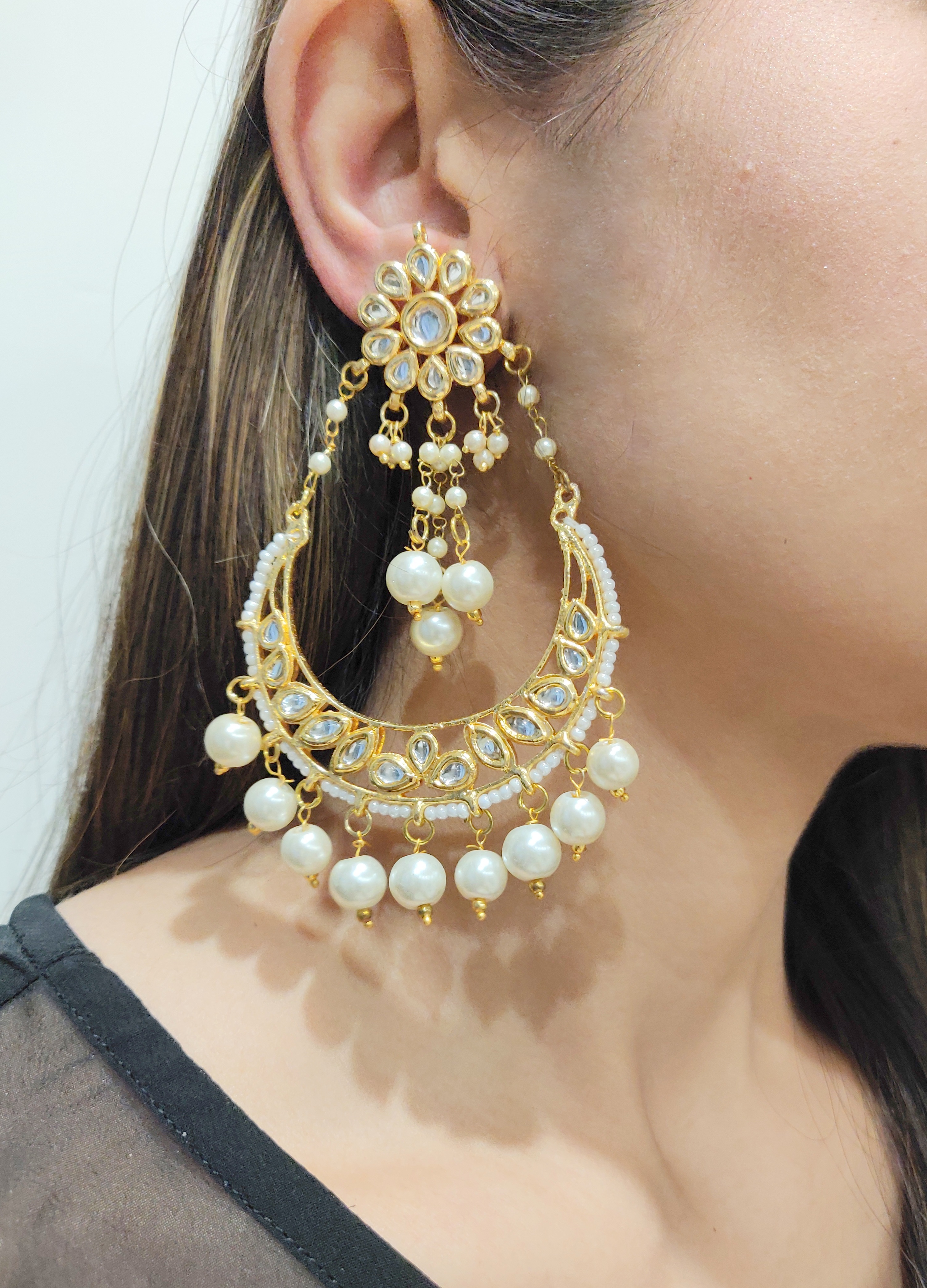 Women's Alloy Chandbali Earrings in WhiteDefault Title | Bridal jewelry,  Indian jewellery design earrings, Indian jewelry earrings