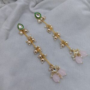 Zaisha Pink Kundan Earrings