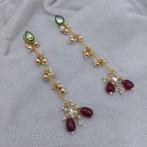 Zaisha Maroon Kundan Earrings