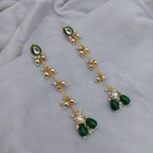 Zaisha Green Kundan Earrings