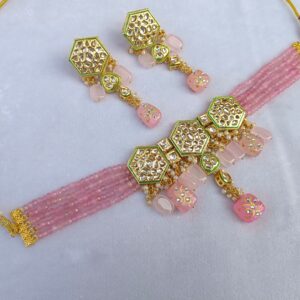 Azra Pink Kundan Choker Set