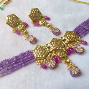 Azra Lilac Kundan Choker Set