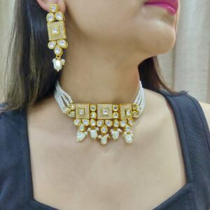 Ferzeen White Kundan Choker Set