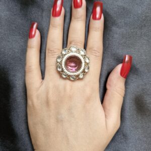 Afrah Pink Stone Studded Ring