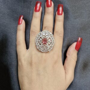 Megha Pink American Diamond Ring