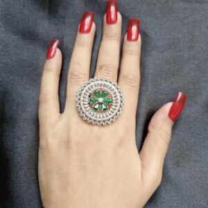 Madhavi Green American Diamond Ring