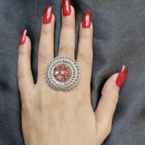 Madhavi Pink American Diamond Ring