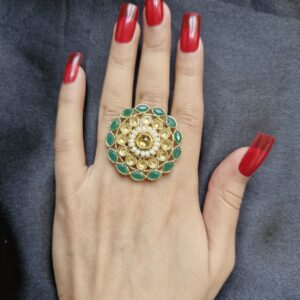 Lubna Green Stone Studded Ring