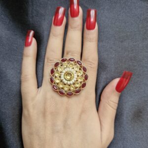 Lubna Maroon Stone Studded Ring