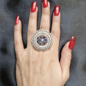 Madhavi Blue American Diamond Ring