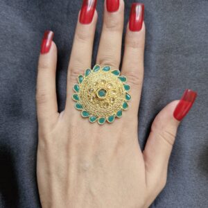 Husna Green Stone Studded Ring